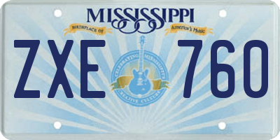 MS license plate ZXE760