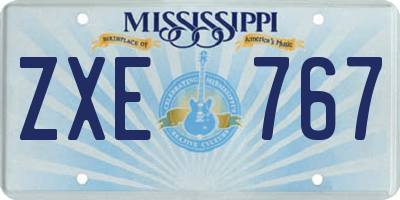 MS license plate ZXE767