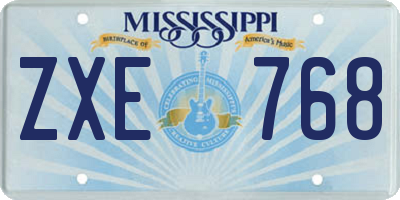 MS license plate ZXE768