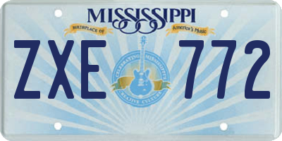 MS license plate ZXE772