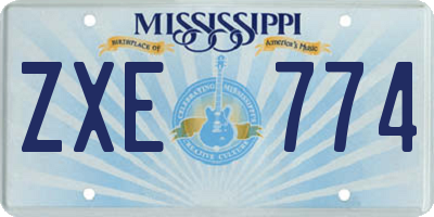 MS license plate ZXE774