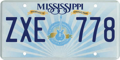 MS license plate ZXE778
