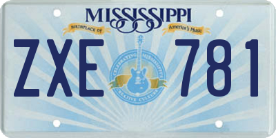 MS license plate ZXE781