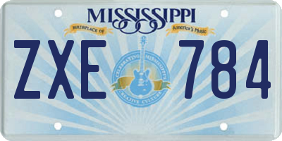 MS license plate ZXE784
