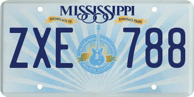 MS license plate ZXE788