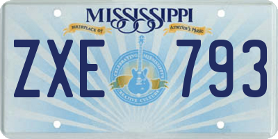 MS license plate ZXE793