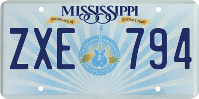 MS license plate ZXE794