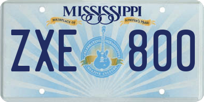 MS license plate ZXE800