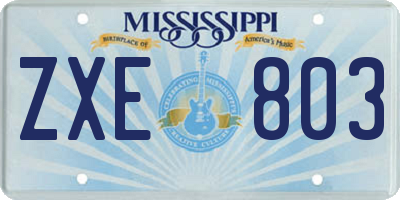MS license plate ZXE803