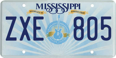 MS license plate ZXE805