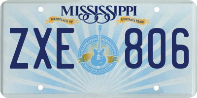 MS license plate ZXE806