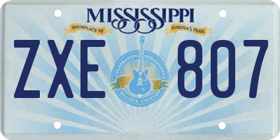 MS license plate ZXE807