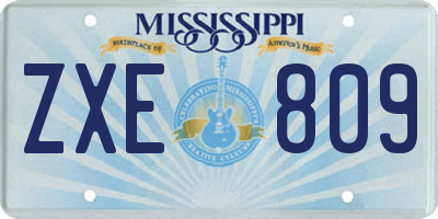 MS license plate ZXE809