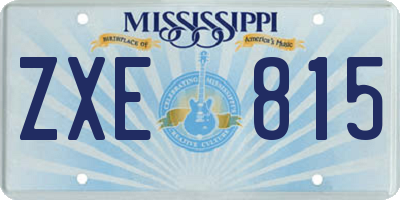 MS license plate ZXE815