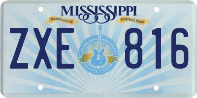 MS license plate ZXE816