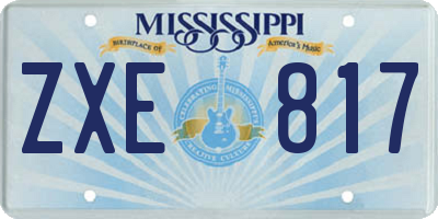 MS license plate ZXE817