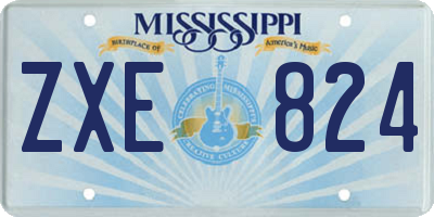 MS license plate ZXE824
