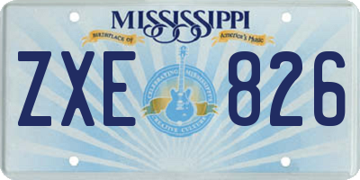 MS license plate ZXE826