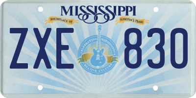MS license plate ZXE830