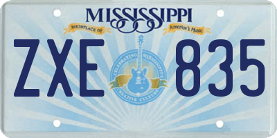 MS license plate ZXE835
