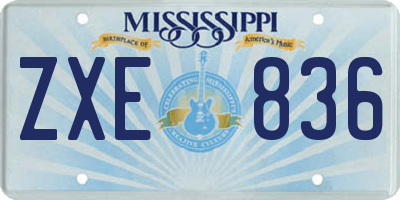 MS license plate ZXE836