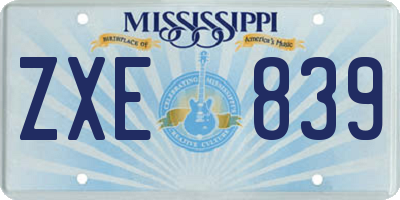 MS license plate ZXE839