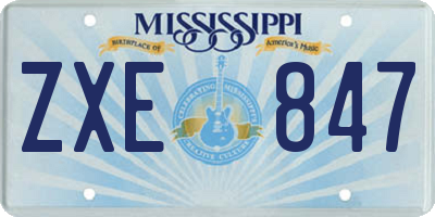MS license plate ZXE847