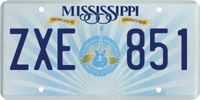 MS license plate ZXE851