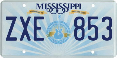 MS license plate ZXE853