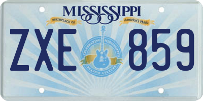MS license plate ZXE859