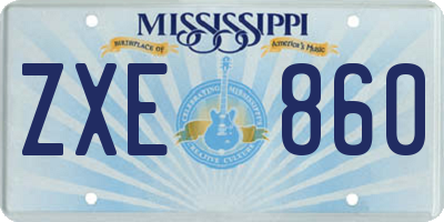 MS license plate ZXE860