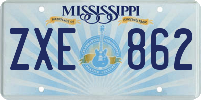 MS license plate ZXE862