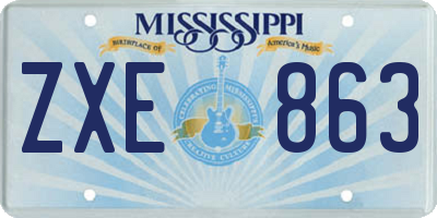 MS license plate ZXE863