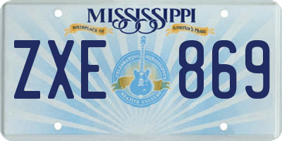 MS license plate ZXE869