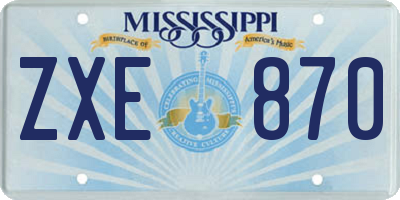 MS license plate ZXE870