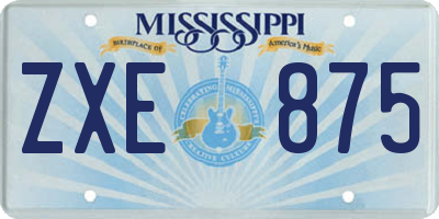 MS license plate ZXE875
