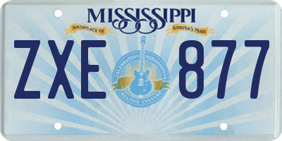 MS license plate ZXE877