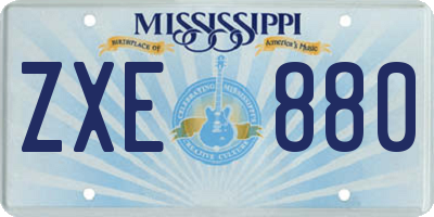 MS license plate ZXE880