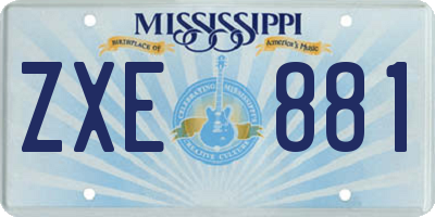 MS license plate ZXE881