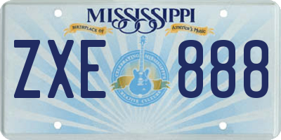 MS license plate ZXE888