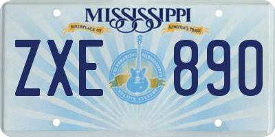 MS license plate ZXE890