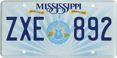 MS license plate ZXE892