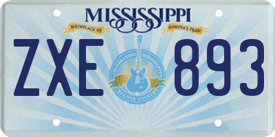 MS license plate ZXE893