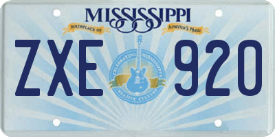 MS license plate ZXE920