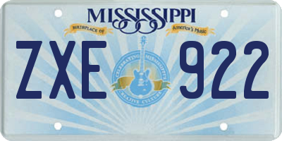 MS license plate ZXE922