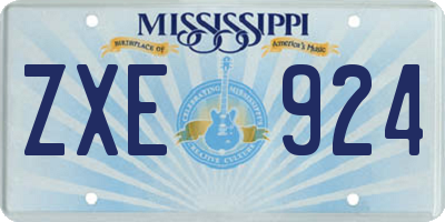 MS license plate ZXE924