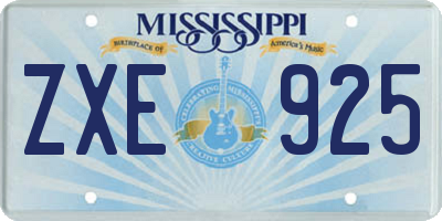 MS license plate ZXE925