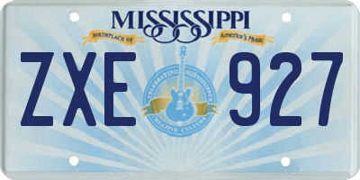 MS license plate ZXE927