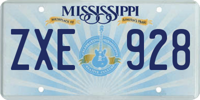 MS license plate ZXE928