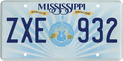 MS license plate ZXE932